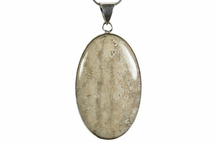 Polished Indonesian Fossil Coral Pendant (Necklace) #345297
